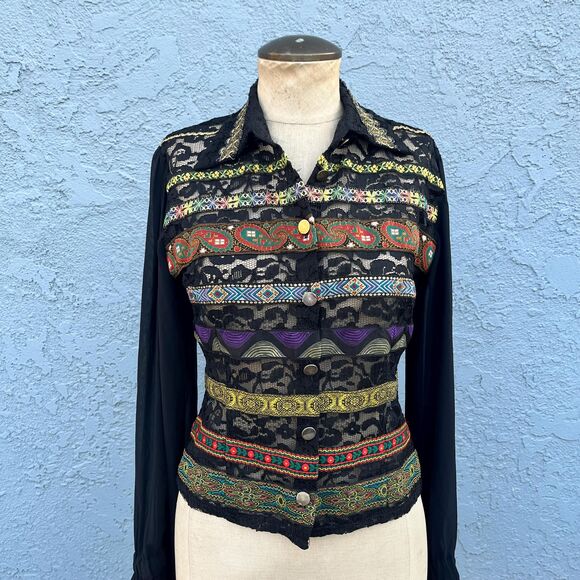 90s The Limited Blouse Size Small Bohemian Maximalist - Picture 4 of 10